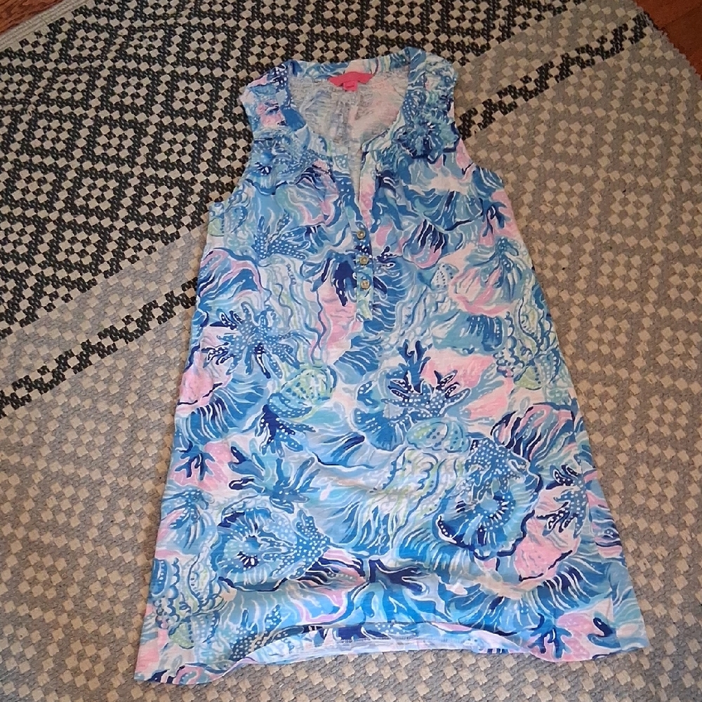 Lilly Pulitzer Blue and Pink Midi Dress